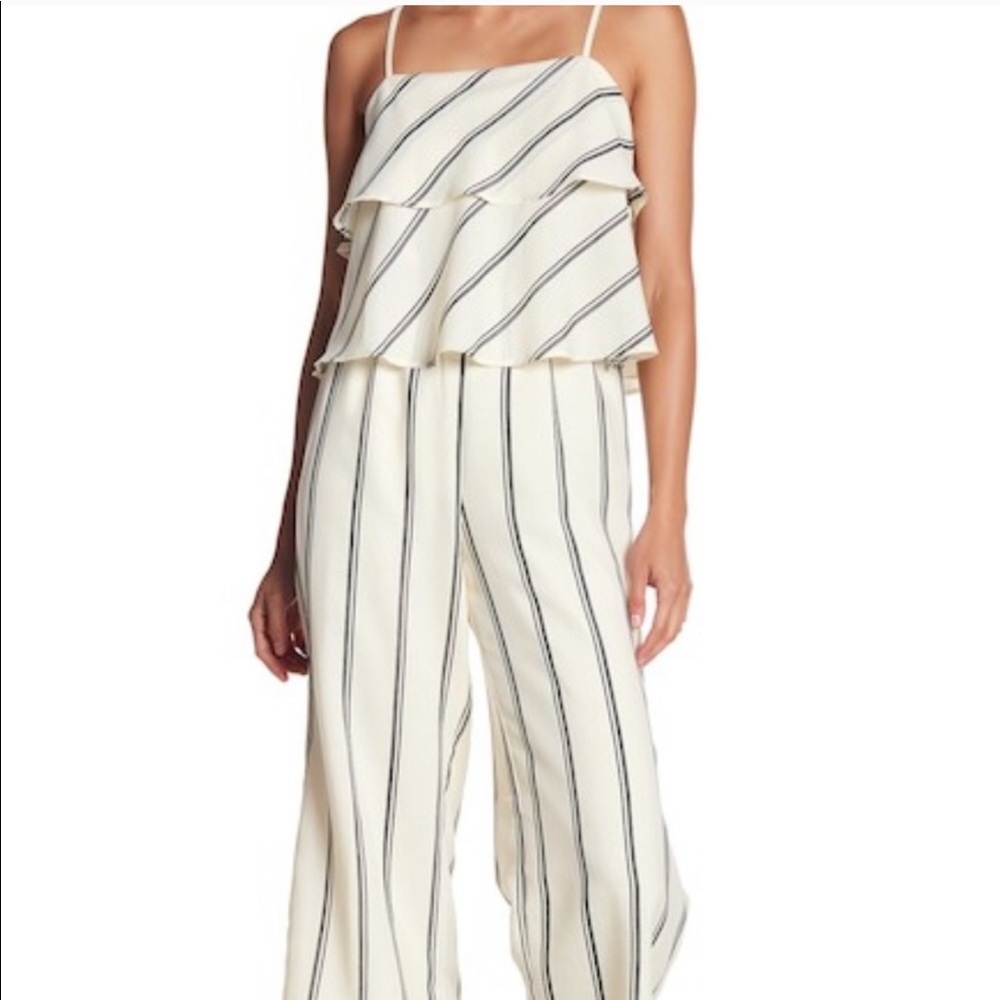 Mo:vint culotte stripped jumpsuit